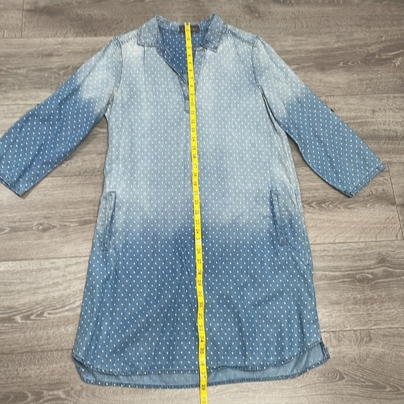 Luxology Chambray Denim Dot Shift Shirt Dress with Pockets 6 - Picture 13 of 16